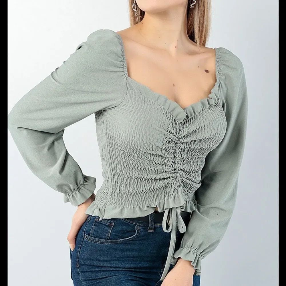 Zenobia Sage Green Ruched Blouse